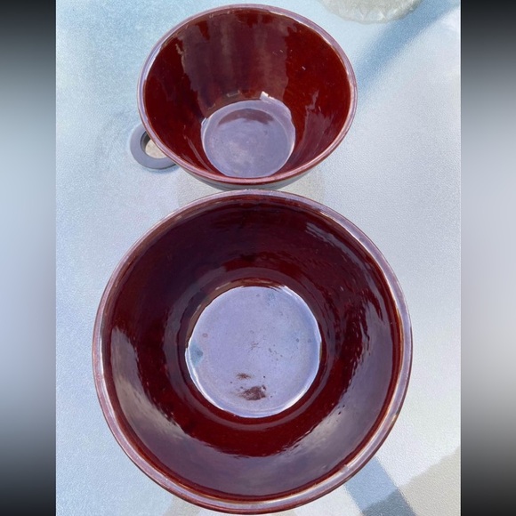 Vtg 1950s Marcrest Brown Stoneware Daisy Dot Pattern Mixing Bowls USA Oven Proof - Picture 2 of 10